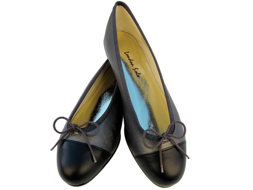 London Sole: Simple Silver  Bow Ballet Flats
