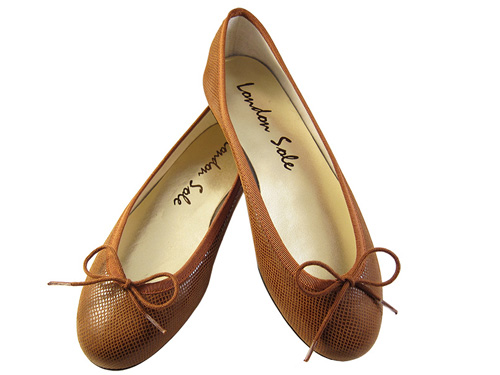 London Sole: Suede Brown  Snake Print  Bow Ballet Flats