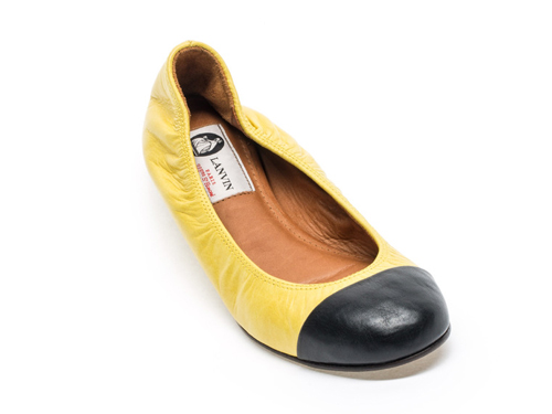 Lanvin: captoe in calfskin Yellow Ballet Flats