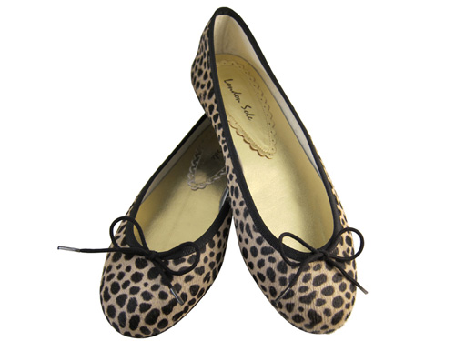 London Sole: Leopard Beige  Animal Print  Bow Ballet Flats