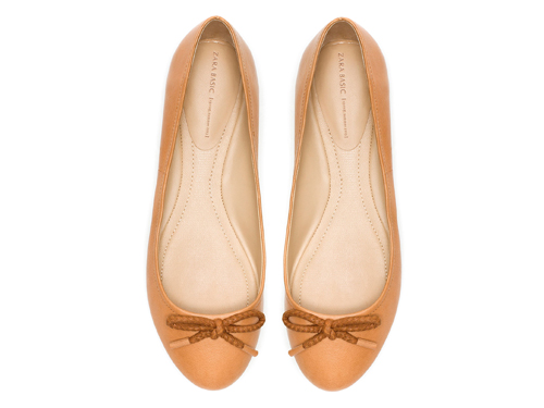 Zara: Cheap Orange  Bow Ballet Flats