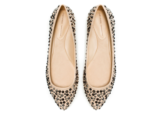 Zara: Comfy   Pointed Toe  Studded Ballet Flats