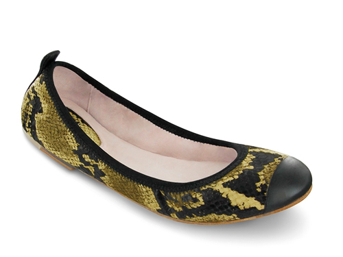 Bloch: Opalescent Carina Gold  Snake Print Ballet Flats