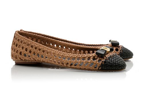 Tory Burch: Carlyle Brown  Bow  Lace Ballet Flats