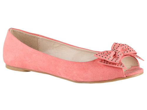 aldo: SANA Pink  Embellished  Peep Toe  Bow Ballet Flats