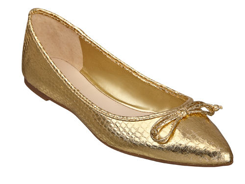 Nine West: Keepitup Gold  Bow  Pointed Toe Ballet Flats