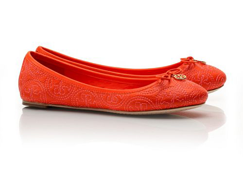 Tory Burch: Logo Chelsea Red  Bow Ballet Flats