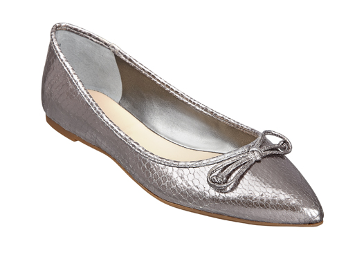 Nine West: Keepitup Silver  Bow  Pointed Toe Ballet Flats