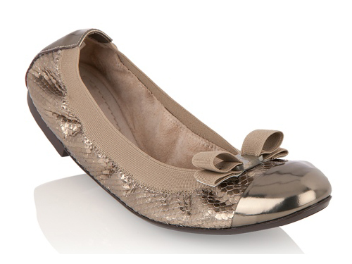 Salvatore Ferragamo: Elastic Brown  Bow Ballet Flats