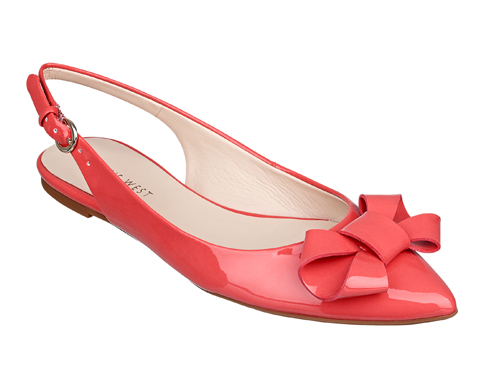 Nine West: Kilianna Red  Bow  Pointed Toe  Ankle Strap Ballet Flats