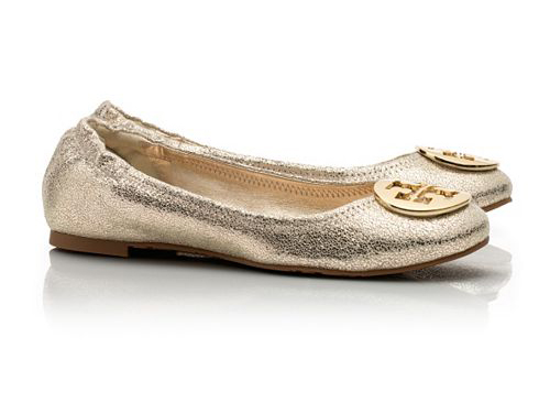 Tory Burch: Vintage Metallic Reva Gold  Glitter Ballet Flats