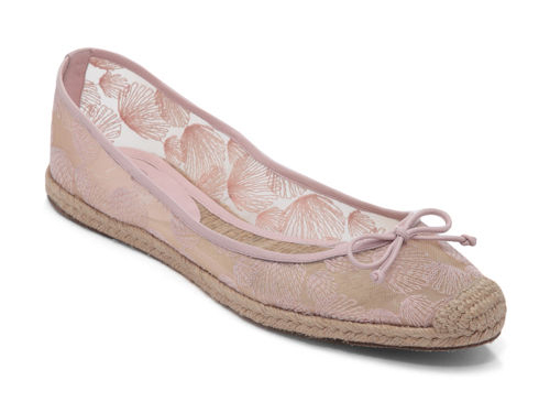 Delman: Almond Toe Pink  Bow  Lace  Espadrille Ballet Flats