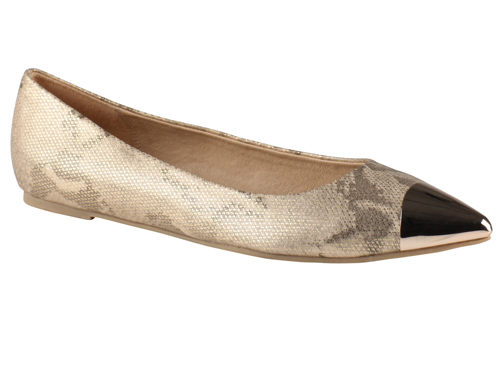 aldo: BOZENA Brown  Metal Toe  Snake Print  Pointed Toe Ballet Flats