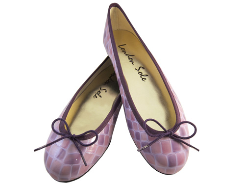 London Sole: Croc Pink  Bow Ballet Flats