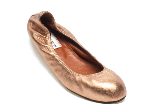 Lanvin: metallic calfskin Gold  Glitter Ballet Flats