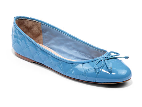 Delman: Quilted Blue  Bow Ballet Flats