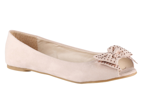 aldo: SANA Beige  Embellished  Peep Toe  Bow Ballet Flats