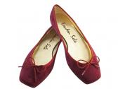 London Sole: Clara Red Square Toe  Ballet Flat