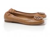 Tory Burch: TUMBLED LEATHER REVA Brown Ballet Flat