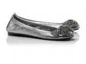 Tory Burch: Metallic Silver Bow  Ballet Flat