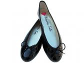 London Sole: Croc Leather Black Patent  Ballet Flat