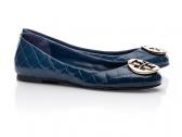 Tory Burch: Quinn Quilted Leather Blue Ballet Flat