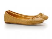 Tory Burch: Logo Chelsea Gold Embroidered  Ballet Flat