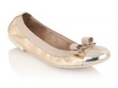 Salvatore Ferragamo: Elastic Gold Glitter  Ballet Flat