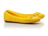 Tory Burch: Logo Chelsea Yellow Embroidered  Ballet Flat